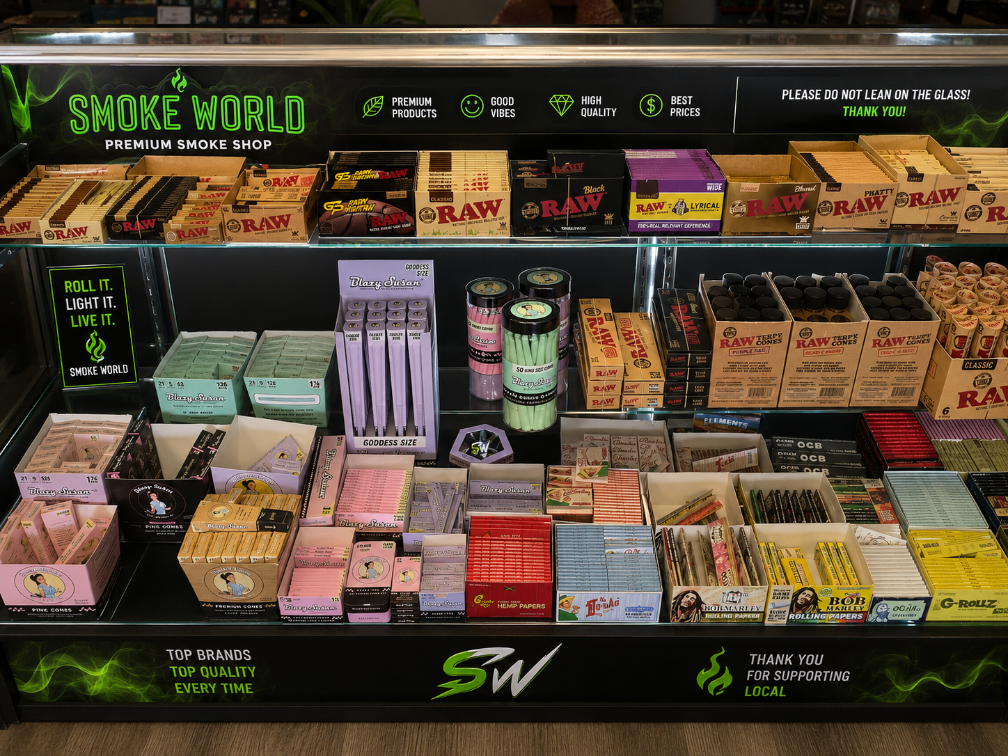 Smoke World product shelves
